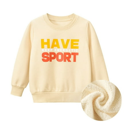 

Zlekejiko Toddler Kids Baby Boys Girls Letter Print Long Sleeve Crewneck Warm Thick Sweatshirt T Shirts Tops Clothes For Children