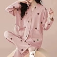 thumbnail image 2 of zaveiop Womens Cotton Gauze Pajama Set Floral Print 2 Piece Pj Set Long Sleeve Fall Sleepwear Cute Pj Sets (Pink, M), 2 of 4