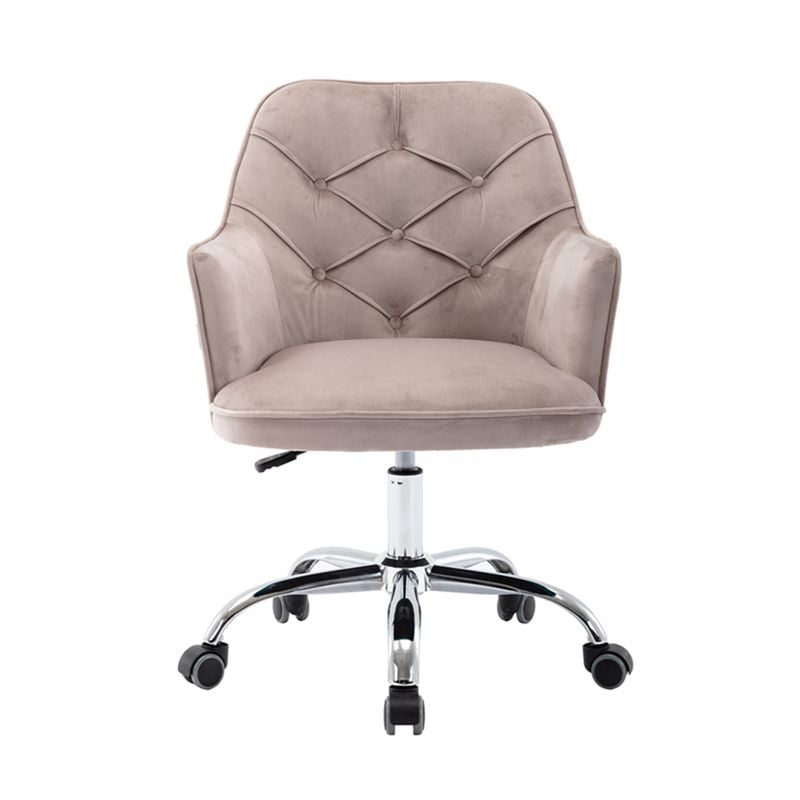 SHIYAO Velvet Fabric Computer Desk Chair House Modern Midback Tufted