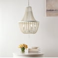 thumbnail image 2 of SAFAVIEH Elanie 5-Light LED Cream Wood Beads Pendant Light with Shade, 2 of 13