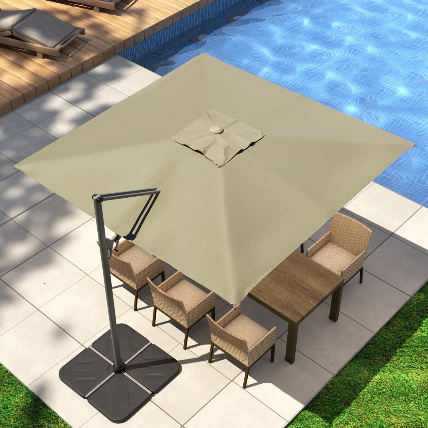 COSIEST 10FT Taupe Double Top Cantilever Outdoor Umbrellas, Large Square Windproof Patio Umbrella for Garden, Deck, Pool