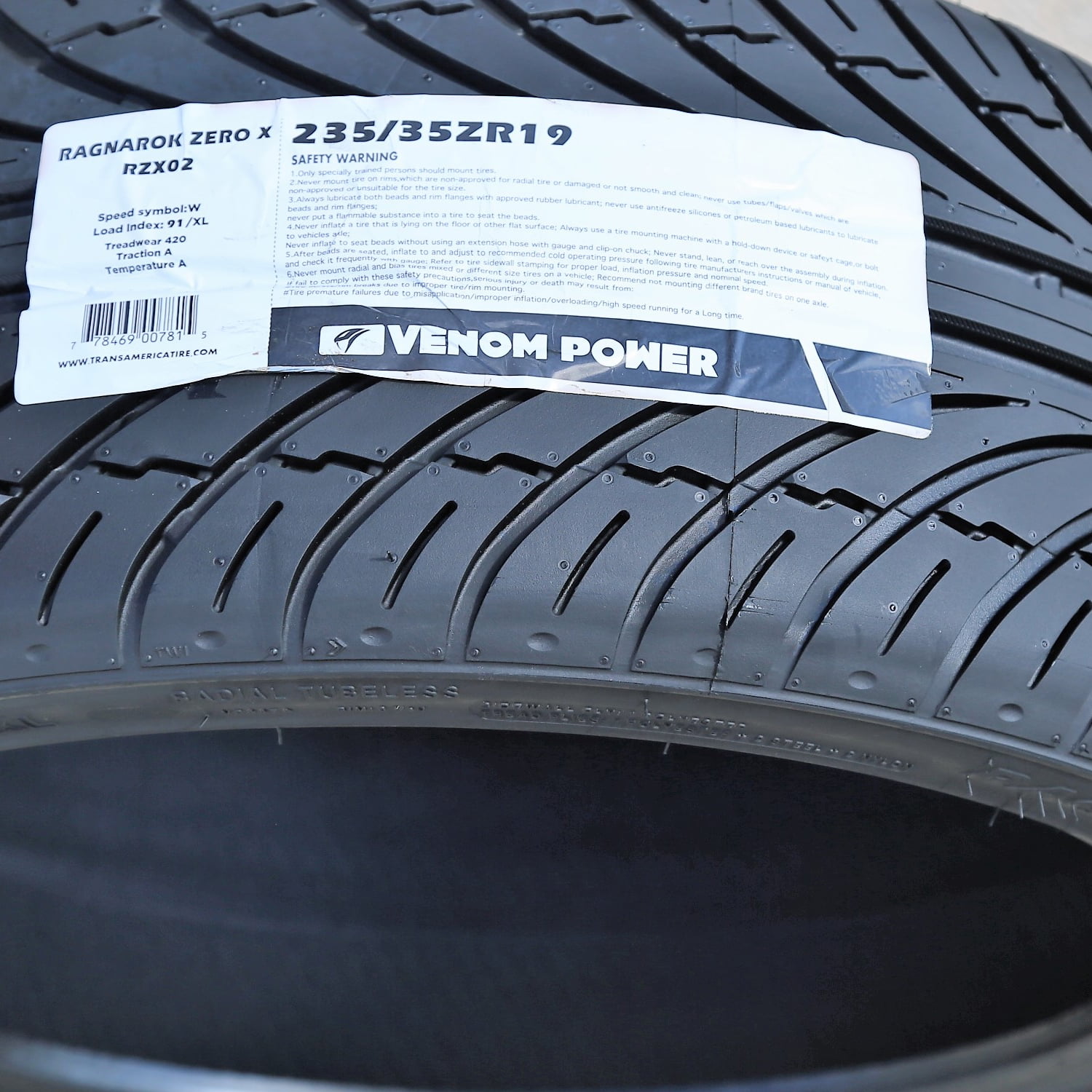 Venom Power Ragnarok Zero X 235/35ZR19 91W XL UHP Summer Tire for