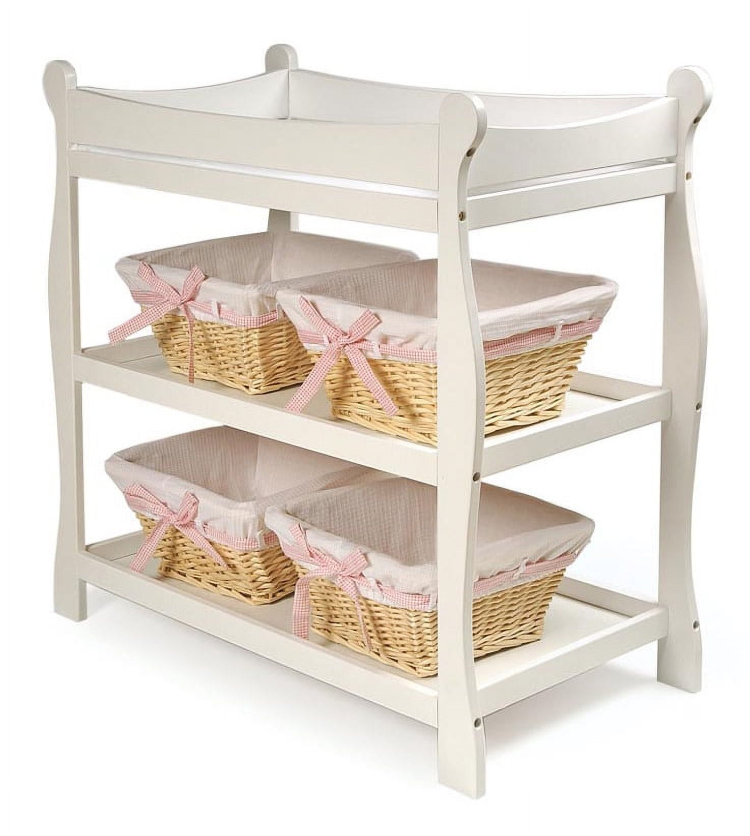 Badger Basket Sleigh Style Baby Changing Table - White