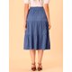 thumbnail image 5 of Falda midi plisada escalonada de cambray con cintura elástica bohemia para mujer Azul L, 5 of 6