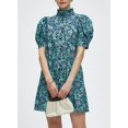 thumbnail image 4 of Vestido Ladyful Summer Floral de manga corta con botones azules para mujer, 4 of 6