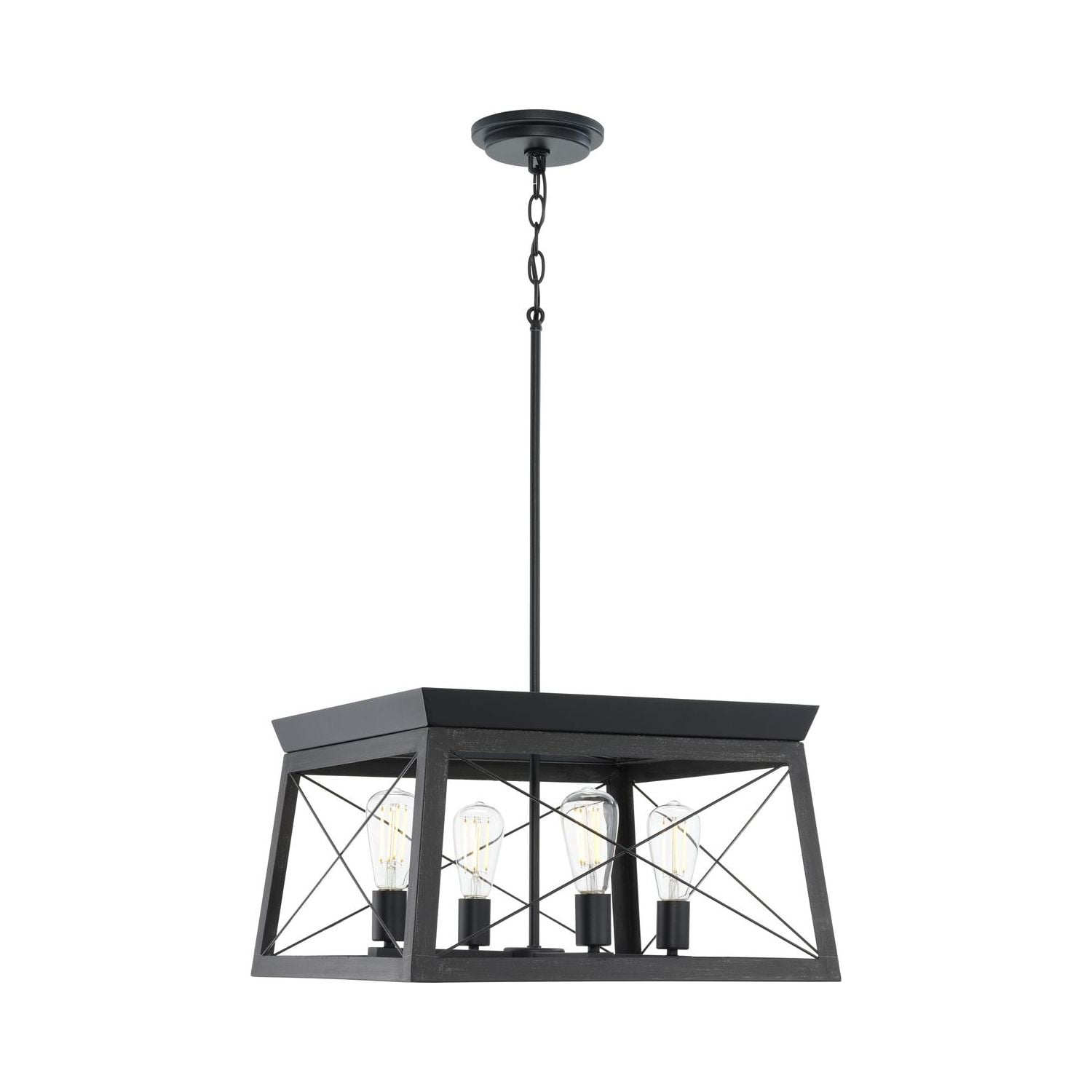 Briarwood Collection Four-Light Cerused Black Oak/Black Farmhouse Chandelier Light