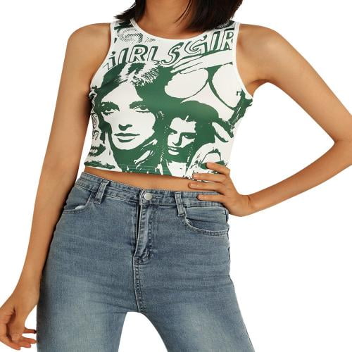 Yin Yang Graphics Tank Tops for Women Long Sleeve Aesthetic Portrait Print  Slim Tee Top E-Girl Y2k Summer Streetwear at  Women’s Clothing store