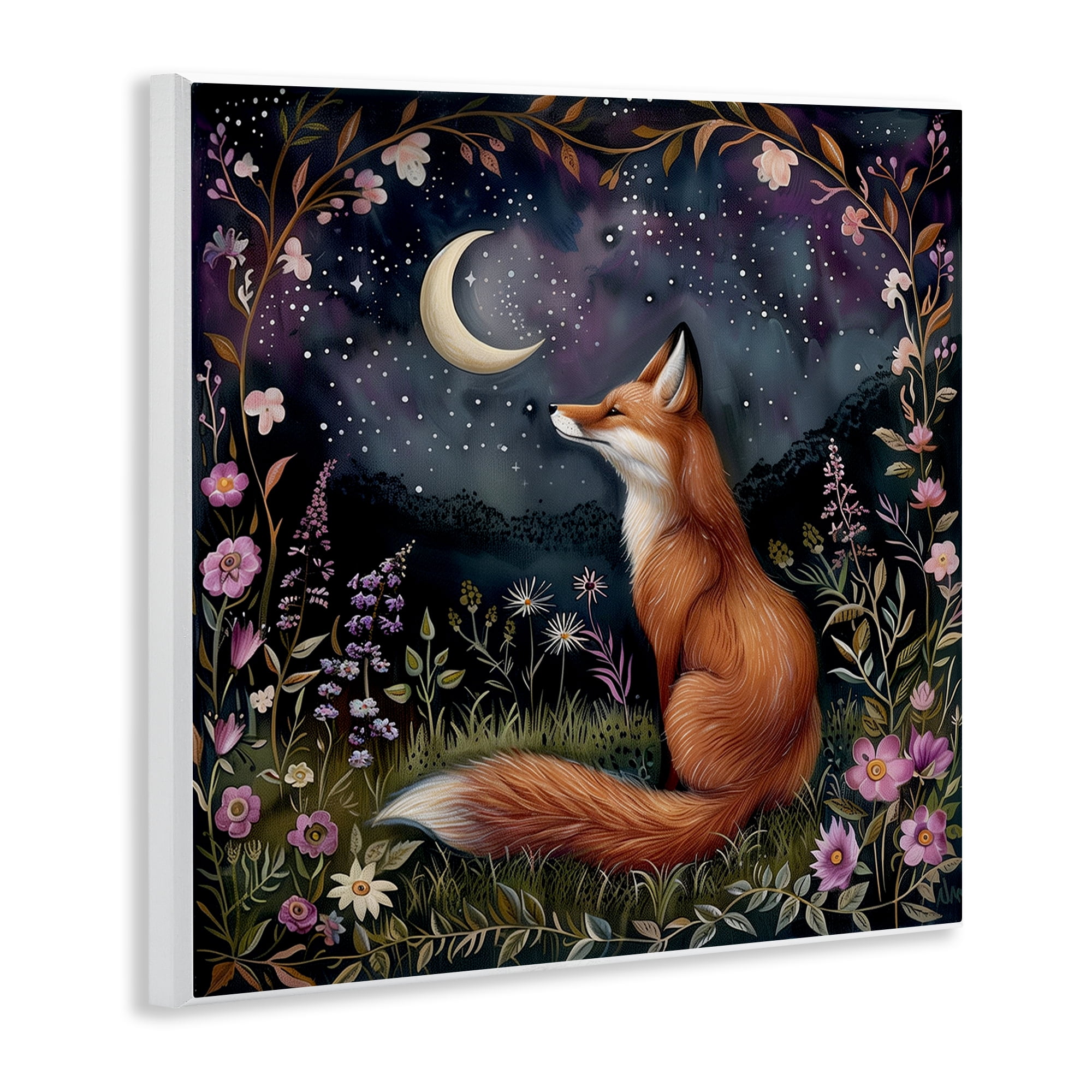 Stupell Industries Woodland Fox Night Forest Animals Painting Unframed Art Print Wall Art, 12 x 12