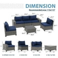 thumbnail image 5 of JOIVI 6 Pieces Patio Furniture Conversation Set, Wicker Outdoor Sectional Sofa Set with Coffee Table and Cushions for Deck, Garden, Porch, Navy Blue, 5 of 11