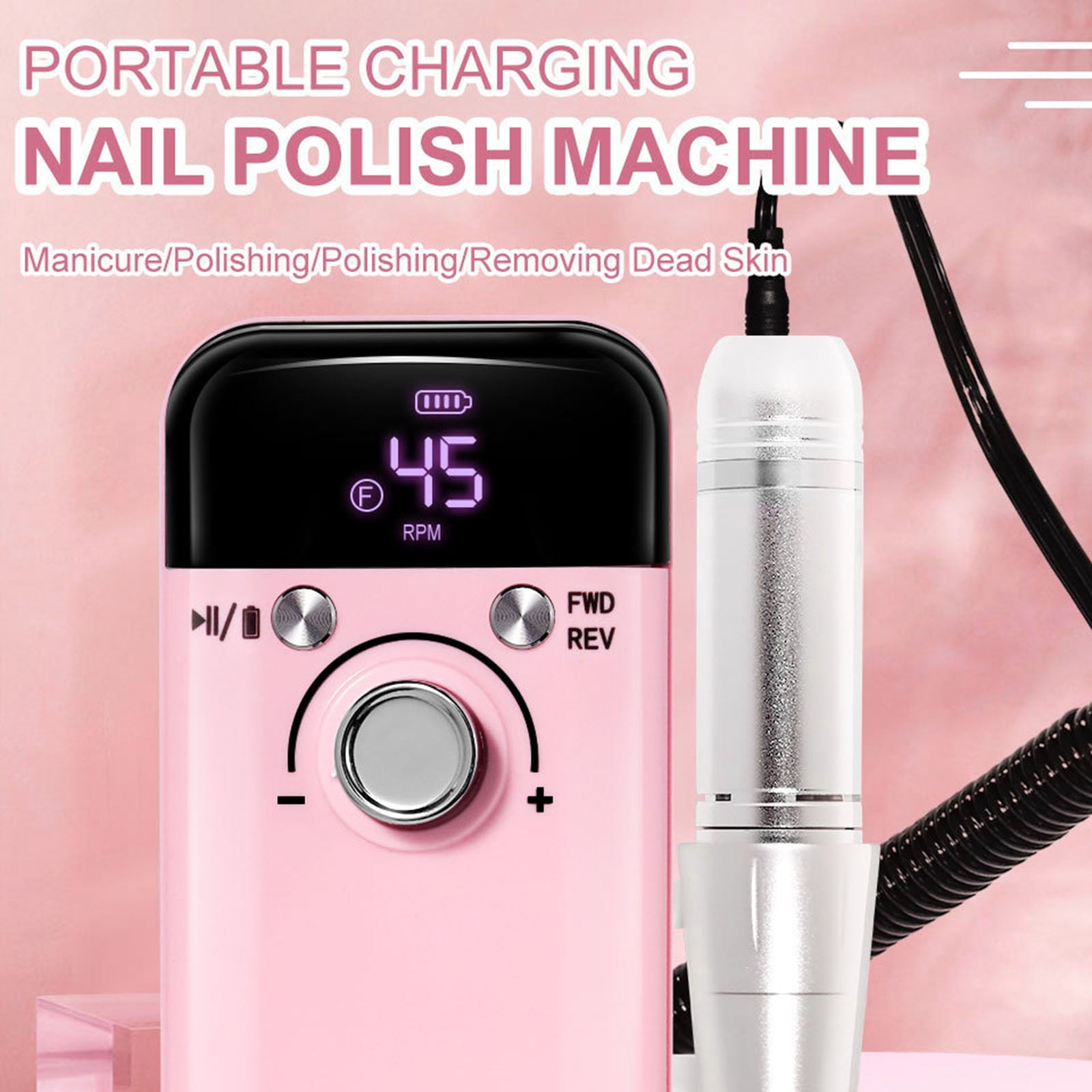 45000rpm Nails Drill Electric Nails Drill Machine Manicures Tool Low Noise Nails File Drill Set for Salon Household Use