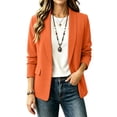 thumbnail image 2 of Womens Casual Blazers Open Front Work Tops for Women Women's Casual Winter Solid-Color Fitted Lapel Blazer Cardigan Top Orange L, 2 of 6