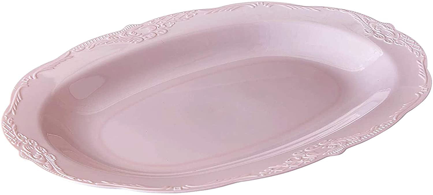 3 PC Vintage Embossed Rims Serving Silver Spoons PINK TRAYS Blush 