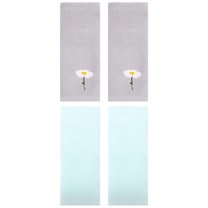 Unique Bargains 4 Pcs Cotton Bathroom Hand Towels 13" x 30" Grey/Light Cyan