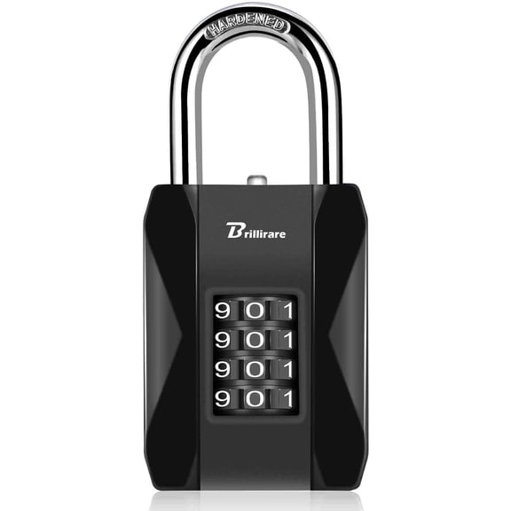 Combination Lock, 4 Digit Outdoor Heavy Duty Padlock Metal, Weatherproof Alloy Locks with Long Hardened Steel Shackle, High Security Large Padlocks for Sheds Fence, Gate Hasps, Storage Unit-Black