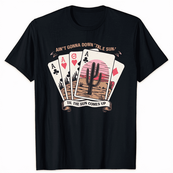 Western Cowboy Playing Cards Vintage Rodeo Style T Shirt