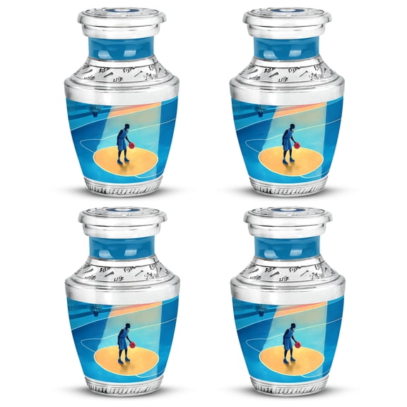 SABURIAL Basketball Urn - Lovely Cremation Urns For Men Ashes - Beautiful Funeral Urns For Adult Human Ashes - Unique Memorial Urn For Women Ash - 3 Inch - Pack Of 4