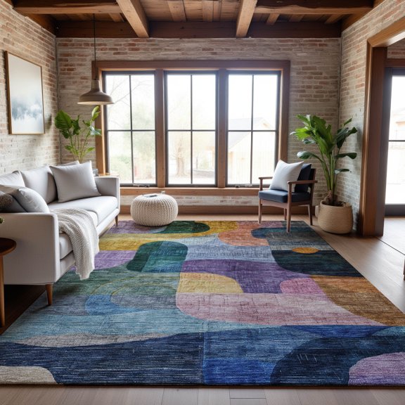 Addison Rugs Mayfield Premium Machine Washable Transitional Modern Blue Rectangle Rug, 9' x 12'