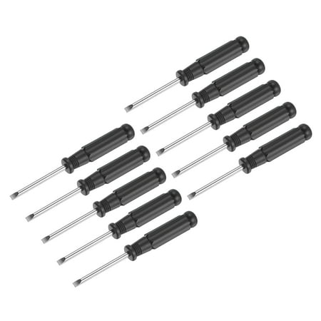 

Mini Slotted Screwdriver 4.0mm Flat Head with Black Handle for Small Appliances 10 Pack