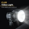 thumbnail image 4 of COLBOR COLBOR CL60 Compact Studio LED Video Light 65W Photography Fill Light 2700K-6500K Dimmable CRI97+ 10 Effect Modes APP Remote Control 2 Inch Large LCD Screen with Bowens Mount Reflector Carr, 4 of 7
