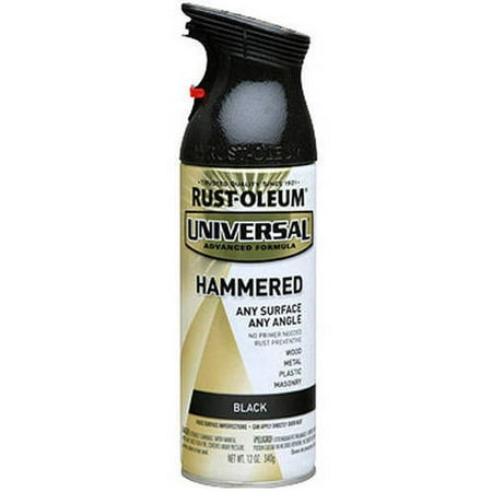 (3 Pack) Rust-Oleum Universal All Surface Hammered Black Spray Paint and Primer in 1, 12 (Best Spray Paint To Use On Glass)