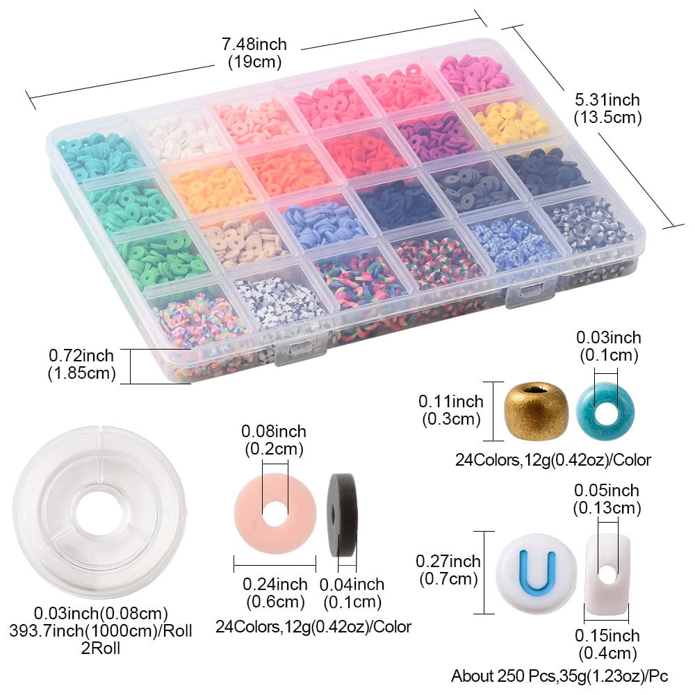DIY Heishi Surfer Bracelet Making Kit Including Acrylic Letter Polymer Clay Disc Glass Seed Beads Elastic Thread Mixed Color