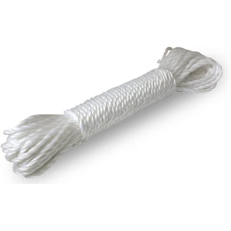 HAWK 50 Foot (15.2 m) Durable White Polypropylene Rope | ⅛ (0.3 cm)  Thickness | Versatile Use: Camping, Hiking & Home