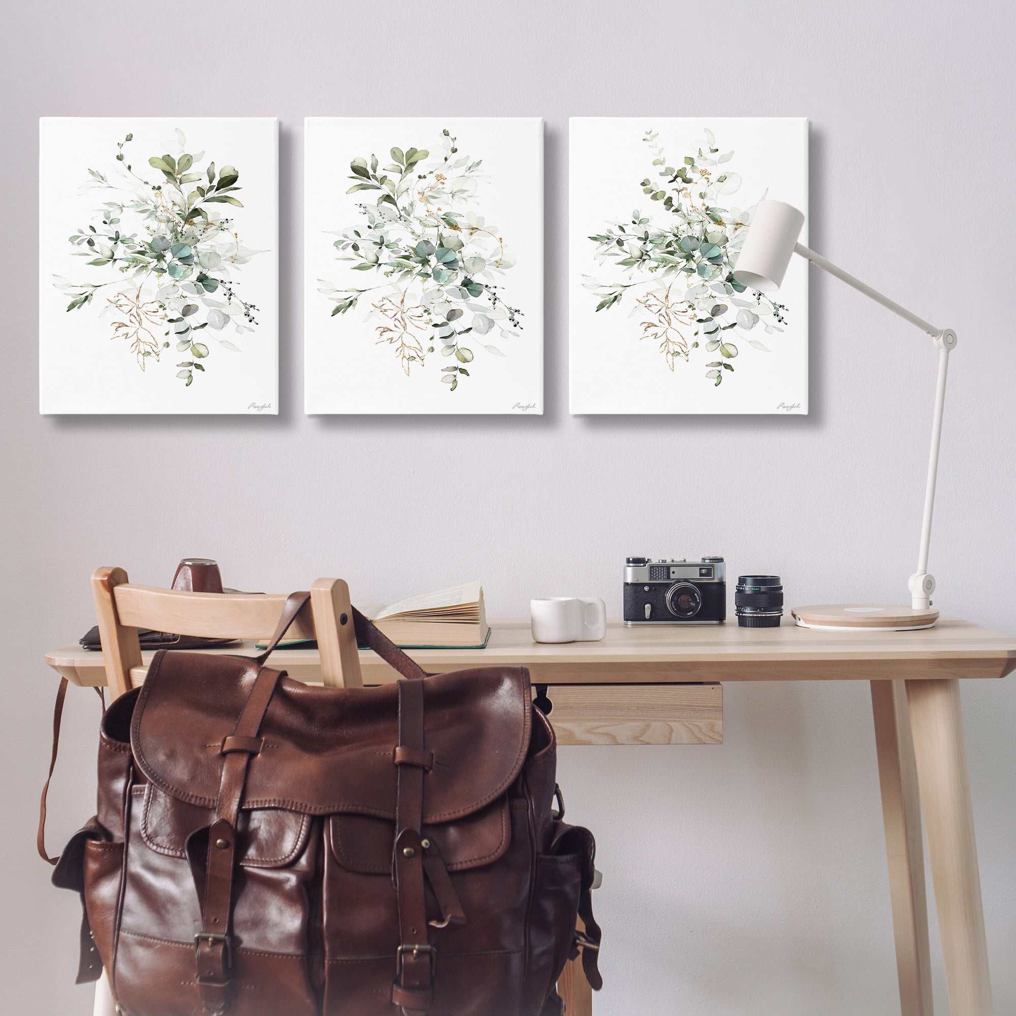 Stupell Industries Herbal Botanicals Pattern Botanical & Floral Painting Gallery Wrapped Canvas Art Print Wall Art, 24 x 30, Set of 3