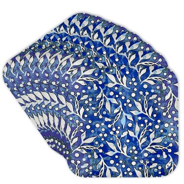 3dRose, Watercolor Leaf Pattern In Blue And White , Set of 8 Coasters - Soft
