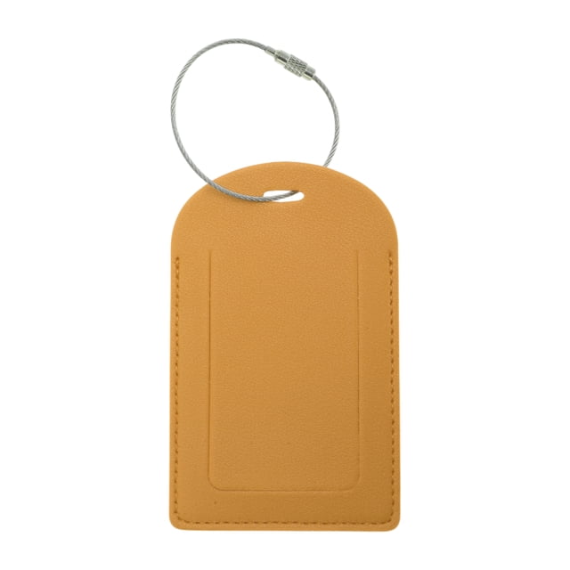 Etiquetas de Equipaje Verticales Semicirculares Únicas 1 Pc para Oficina Color Amarillo Jengibre PU