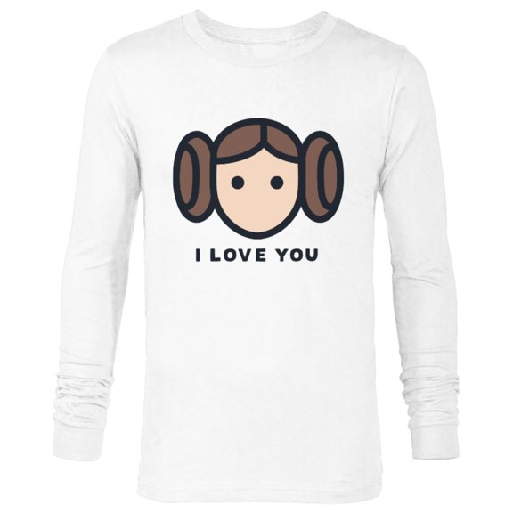 Star Wars Cartoon Princess Leia I Love You - Long Sleeve T-Shirt for Men - Customized-White