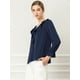 thumbnail image 4 of Blusa de gasa con cuello En V y volantes Allegra K para mujer manga de pulsera vintage Azul oscuro XS, 4 of 6