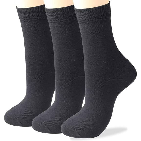 Women's Soft Combed Cotton Trouser Dress Socks Thin Socks 3 Pairs Women Crew Socks Above-Ankle