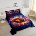 thumbnail image 4 of Erosebridal Fire Rugby Bedding Comforter Set, Psychedelic Galaxy Comforter Sets , Teens Sport Reversible Down Comforter, Microfiber Bedroom Decor, 2pcs, 4 of 8