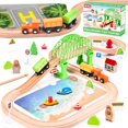 thumbnail image 1 of Circuito de tren de madera TikTiles de 61 piezas con vía de doble cara, 1 of 8