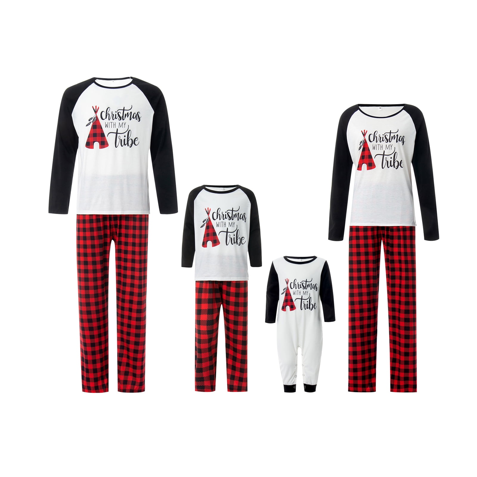 Shuttle tree Family Matching Christmas Red Buffalo Plaid Pants Deer Long Sleeve Jammies Sleepwear Walmart