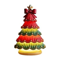 Resin Christmas Tree Light Tabletop Decorations Light Up Santa Claus Christmas Tree Shaped Figurine Light,Colorful Bow Christmas Tree Top Xmas Table Centerpieces for Bedroom Living Room Home Decor