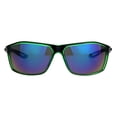 thumbnail image 2 of Mens Xloop Sport Rectangular Warp Large Plastic Sunglasses Black Green Teal Mirror, 2 of 4