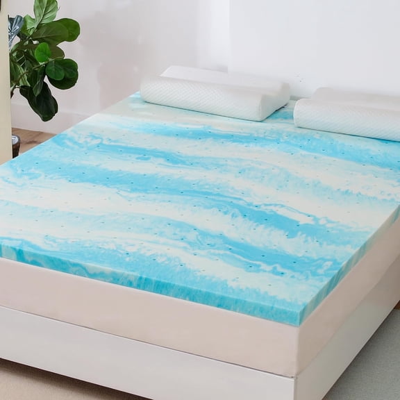 2 inch Twin Gel Infused Mattress Topper, Memory Foam Mattress Bed Pad,Soft, Blue