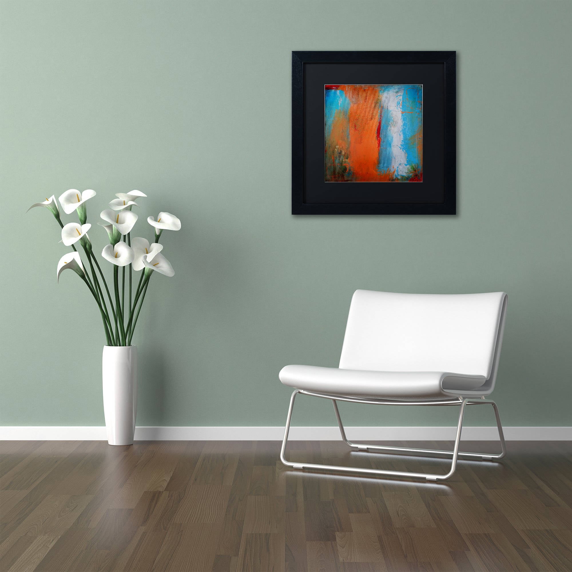 Trademark Fine Art "Orange Swatch" Canvas Art by Nicole Dietz Black Matte, Black Frame