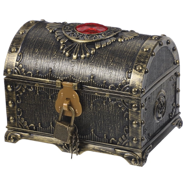 Cofre del tesoro vintage, joyero decorativo, caja de recuerdo, caja de regalo, joyero vintage