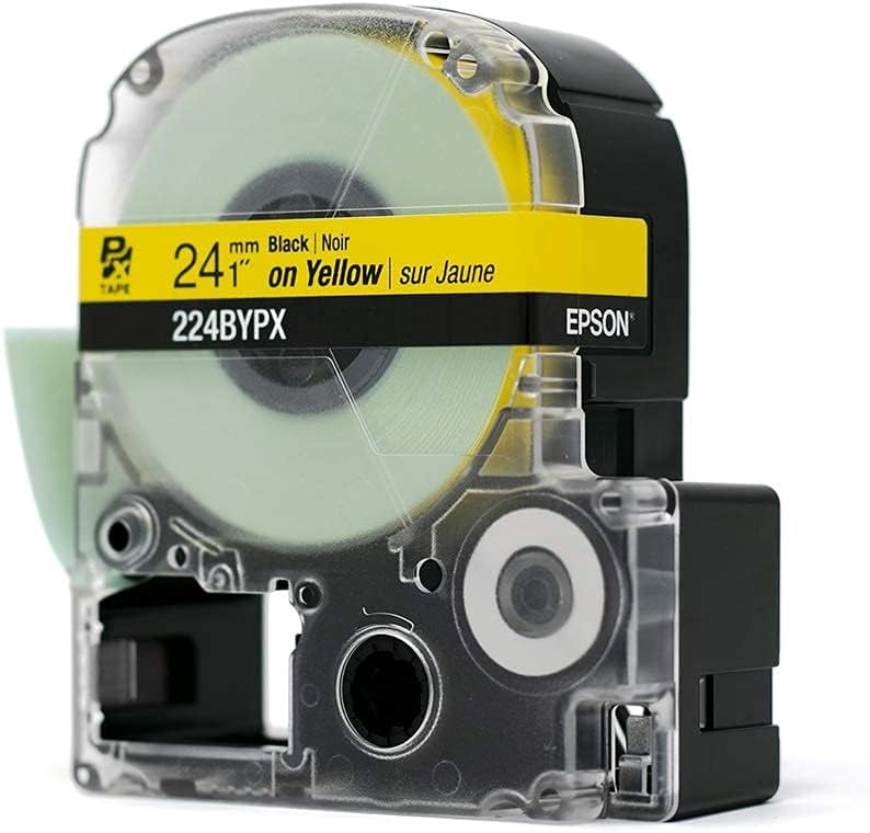 Epson LABELWORKS 224BYPX - Black on Yellow PET Label Maker Tape - 1" (24MM) Wide, 30'