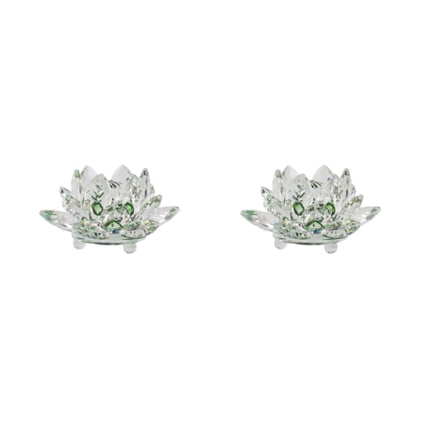 Cristal Flor de loto Yuarrent Piedras naturales Feng Shui Esfera Cristales Flores Adornos decorativos 2Conjunto Verde