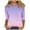 Purple, variant on Ashirexll Womens Casual Tops, Tops for Women Trendy, Fashion Casual Color Matching Loose 3/4 Sleeve Round Neck Blouse