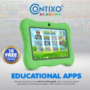Contixo 7-Inch Kids Tablets Bundle, Educational Android Tablet with Headphones and Carrying Sleeve, Green