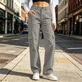 thumbnail image 5 of Sunnin Women Solid Color Button Elastic Waist Cargo Pants Casual Loose Hiking Lounge Pants with Pockets, 5 of 8