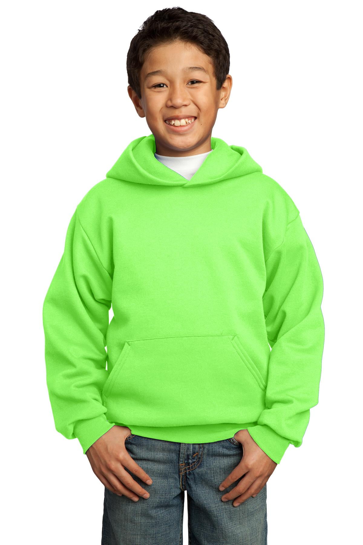 Port Company Youth Core Fleece Pullover Hooded Sweatshirt L Neon Green Walmart