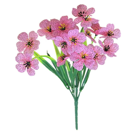 UV Resistant Artificial Pink Violet Flowers Faux Plastic Spring Greenery Plants for Outdoor Planters Patio Garden Porch Home Decor