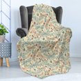 thumbnail image 4 of Dragonfly Soft Flannel Fleece Blanket, Vintage Retro Hippie Design with Flower Print Wings Buds Leaves Image, Cozy Plush for Indoor and Outdoor Use, 50" x 60", Turquoise and Burgundy, by Ambesonne, 4 of 5
