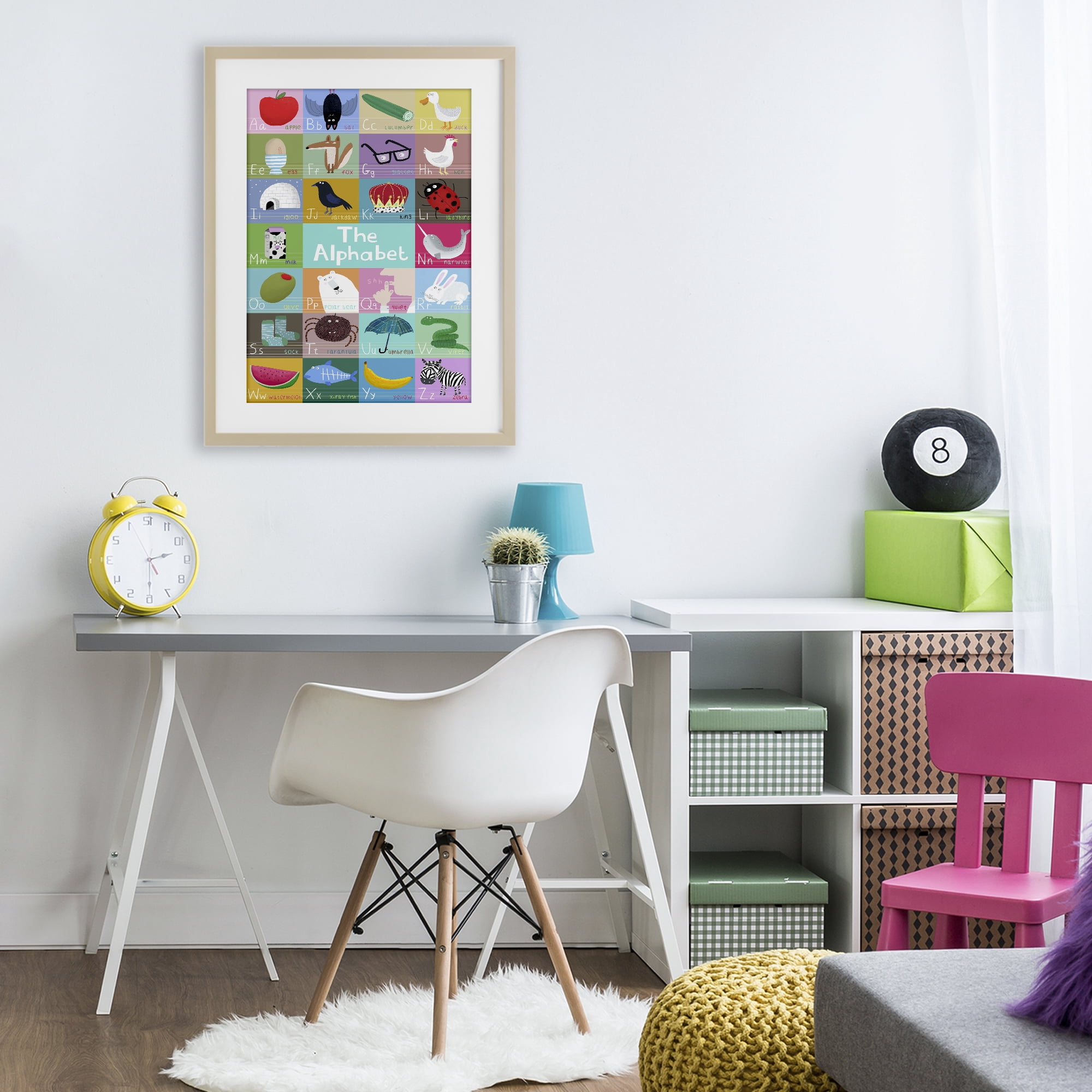 Stupell Industries First Words Alphabet Birch Framed Print Under Glass, design by Carla Daly