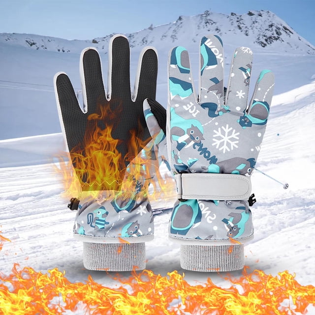 Fiudx Guantes de Nieve para Niños y Niñas, Forro Polar Térmico y Cálido, Diseño Resistente Al Viento y Al Agua, Equipo de Esquí y Snowboard, Mitones Deportivos para Exteriores, para Clima Frío Invern